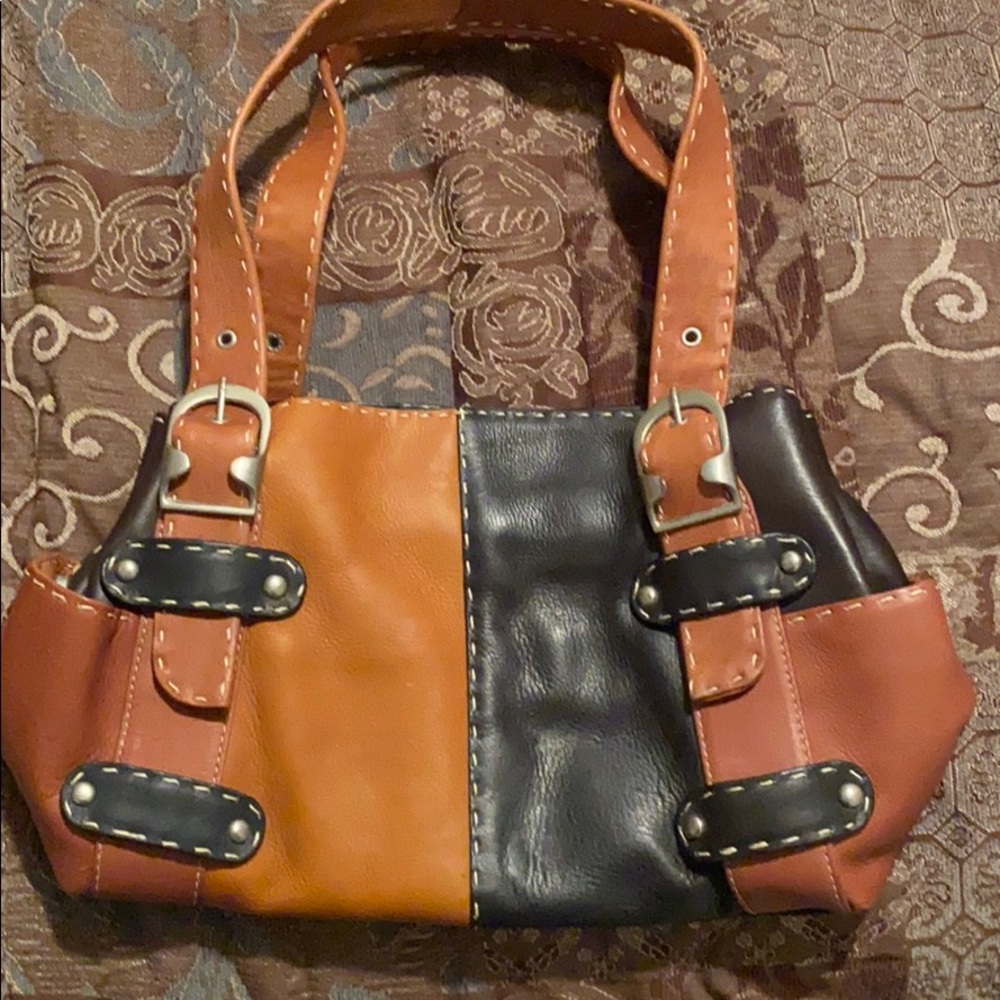 Black and brown, leather, tote bag